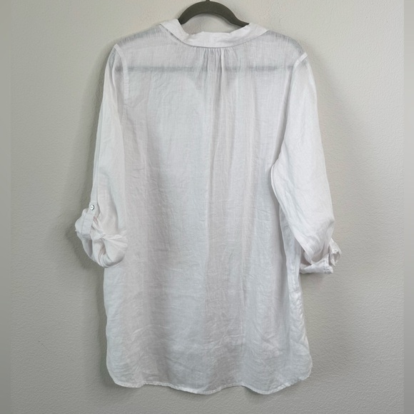 Jones New York Sz 2X 100% Linen Popover Tunic  Top Blouse Lagenlook Minimalist - Picture 4 of 5